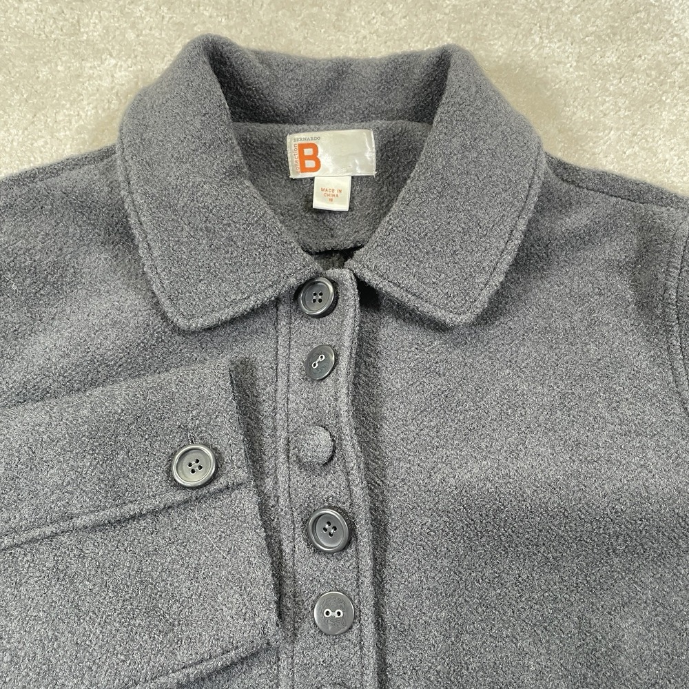Bernardo Collection Boiled Wool Cardigan Jacket Womens 18 Gray Sweater Coat